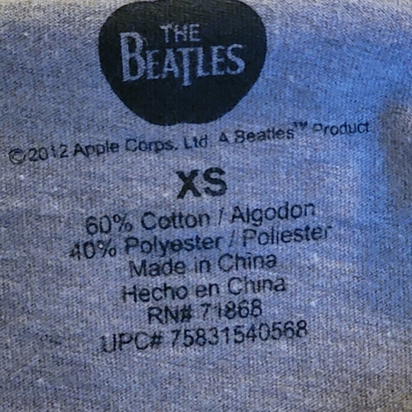 Grey Beatles Abbey Road wide neck tshirt 3/4 sleeve - Picture 6 of 6